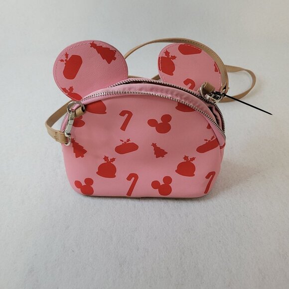 Disney Minnie Mouse Christmas Pink Crossbody Bag With Bow - Picture 2 of 8